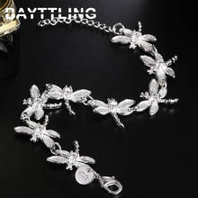 BAYTTLING Silver Color 8 Inch Exquisite Dragonfly Bracelet Bangle For Women Men Fashion Wedding Jewelry Gifts 2024 - buy cheap