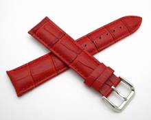 Rolamy 12 14 16 18 20 22 24mm Real Calf Leather Red Classic Alligator Grain Watch Band Strap Belt For Casio Fossil Rolex Seiko 2024 - buy cheap