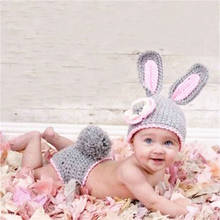 2 pçs/set newborn fotografia adereços malha crochê quente foto traje do bebê chapéu e calça terno menina menino roupas acessórios 2024 - compre barato