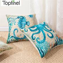 Topfinel Cushion Covers Decorative Pillows Bed Cotton Line Pillow Cover Sea Turtle Pillowcases Covers For Home Decor Sofa Chair 2024 - buy cheap