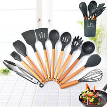 12pc Silicone Cooking Tools Set Spatula Shovel Spoon With Wooden Handle Kitchenware Practical Kitchen Cooking Utensils 2024 - buy cheap