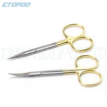 Stainless Steel Double-eyelid scissors with gold handle 9.5cm surgical instrument for ophthalmic surgery 2024 - buy cheap