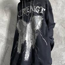 Cool Punk Hoodie Streetwear Black Hip Hop Male Gothic Sweatshirts Casual Autumn High Street Devil Hoodies Funny Harajuku Tops 2024 - buy cheap