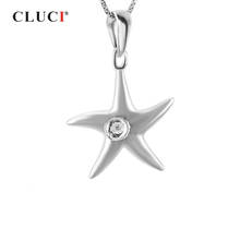 CLUCI-Colgante de plata 925 para mujer, dije con forma de estrella de mar, collar de perlas de Plata de Ley 925, colgante de montaje, SP024SB 2024 - compra barato