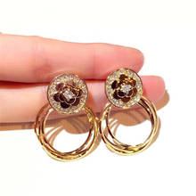New Korean Fashion Flower Circle Earrings Rhinestone Earrings For Women Eardrop Female 2024 - buy cheap