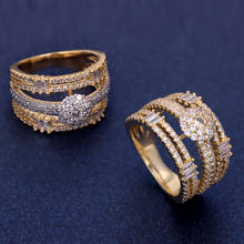 Anéis de joias femininas multicamadas dourados, anéis com cores douradas para mulheres, acessórios de casamento 2024 - compre barato