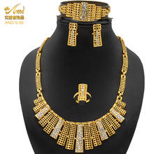 Conjunto de joyas para mujer, collares, joyería africana, boda, India, pendientes de novia, collar, pulsera 2024 - compra barato