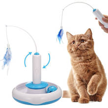 Кошачьи интерактивные игрушки, электрические вращающиеся перьевые игрушки, спиннинг, волшебная палочка, движущаяся кошка, игрушка, автоматизированная активная игрушка для кошек, котят 2024 - купить недорого