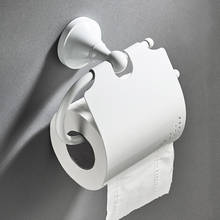 Suporte de papel higiênico para banheiro, suporte branco de tecido para banheiro de hotel, material de bronze, pintura branca cozida 2024 - compre barato
