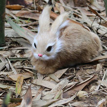 Mini lindo conejo de peluche blanco piel realista Animal de Pascua conejo simulación conejo de peluche de juguete regalo de cumpleaños 2024 - compra barato