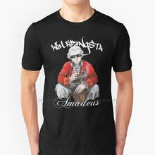 Wolfgangsta amadeus (escrita branca) t camisa 100% puro algodão música músico compositor clássico wolfgang amadeus mozart violino 2024 - compre barato