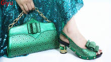 Doershow-Conjunto de zapatos y bolso de boda africanos para mujer, zapatos italianos de Color verde con bolsos a juego, fiesta nigeriana, novedad SLP1-9 2024 - compra barato