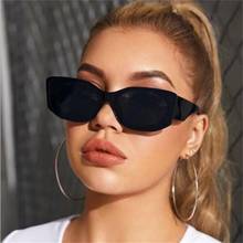 Novelty Black Shades Women Rectangular oval shape Sunglasses Small Size Brand Designer Fashion Retro Sun Glasses Wide Temples 2024 - buy cheap