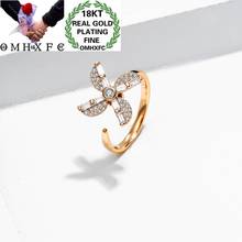 OMHXFC venta al por mayor EJ109 moda europea Hot Fine mujer chica fiesta boda cumpleaños regalo molino AAA Zircon anillo abierto de oro 18KT 2024 - compra barato