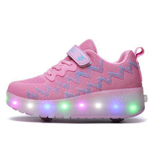 Zapatillas luminosas de dos ruedas para niños y niñas, zapatos de Patinaje con luz Led, con carga USB, color negro, rojo y rosa 2024 - compra barato