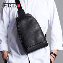Aetoo bolsa de peito masculina em couro, bolsa fashion transversal de couro de vaca de alta capacidade, bolsa de ombro casual 2024 - compre barato