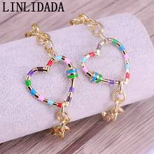 5Pcs New design Gold Plating bracelet,colorful enamel heart screw clasp component,popular rosary chain bracelet 2024 - buy cheap