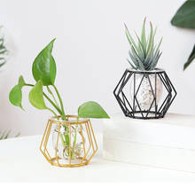 Nordic Style Iron Line Flower Vase Terrarium Retro Metal Plant Holder Modern Geometric Iron Vase Table Flower Pot For Home Decor 2024 - купить недорого