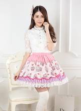 Faldas con estampado de princesa lolita para mujer, faldas cortas de encaje con estampado de macarrón rosa y Cupcake Lolita, GZWY194 2024 - compra barato