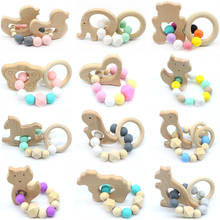 Baby Nursing Bracelets Wooden Teether Crochet Chew Beads Teething Wood Rattles Toys Teether Montessori Bracelets 2024 - buy cheap