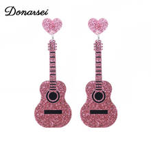 Donarsei Personality Vintage Guitar Acrylic Drop Earrings For Women Funny Music Festival Musical Instrument Dangle Earrings 2024 - buy cheap
