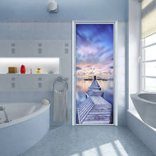 Papel de parede moderno com visão do mar, 3d, céu azul, ponte de madeira, adesivo, sala de estar, quarto, foto criativa, mural, à prova d'água, papel de parede 2024 - compre barato