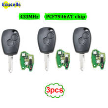 3pcs/lot 2 button 433Mhz Remote Key Fob for Kangoo Master Trafic Clio III with ID46 PCF7946AT chip NE73 uncut blade 2024 - buy cheap