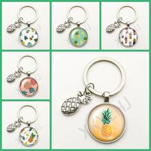 Hot Fashion Cute Pineapple Pendant Keychain Handmade Creative Glass Round Ornaments Men Women Souvenir Gift Festival Charm Bag 2024 - buy cheap