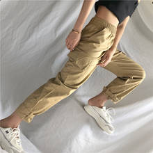 2022 Women cargo pants Casual Cotton elastic wasit trousers streetwear punk cargo pants women capris loose joggers trousers 2024 - buy cheap