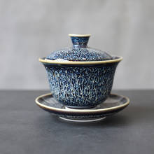 LUWU-TETERA de cerámica azul, kung fu chino, gaiwan 2024 - compra barato