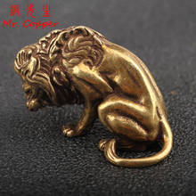 Antique Bronze Strong Lion King Statue Vintage Copper Tiger Lion Leopard Sculpture Ornaments Animal Tea Pet Figure Desktop Decor 2024 - buy cheap