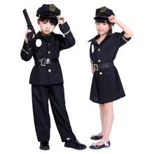 Kids Police Costumes Cosplay Suit Halloween Cosplay Policemen Uniform Dress Set Stage Performance Carnival Party Masquerade 2024 - buy cheap