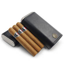 GUEVARA Portable Leather Cigar Case Humidor 3 Tubes Holder Mini Humidor Box Travel Cigars Accessories With Gift Box 2024 - buy cheap