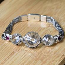 New S925 pure silver woman bracelet retro fashion Chopin chain inlaid crystal silver jewelry female silver bracelet 2024 - buy cheap