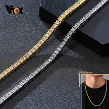 Vnox Hip Hop 5MM Iced Out Bling AAA Cubic Zircon 1 Row Tennis Chain Necklaces for Men Women Collar Xmas Gifts Jewelry 2024 - buy cheap