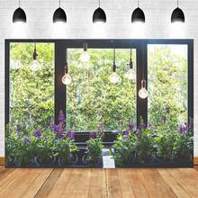 Фон для фотосъемки Yeele с изображением окон люстры цветов горшечных растений персонализированные фоны для фотостудии 2024 - купить недорого