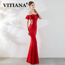 VITIANA Women Off Shoulder Sexy Party Dress Female Strapless Backless Mesh Elegant Red Dresses Femme Trumpet Long Vestidos 2024 - buy cheap