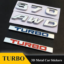 Emblema turbo awd, emblema em metal cromado para decoração de carro, logotipo de capacidade, 370 separados, azul, vermelho 2024 - compre barato
