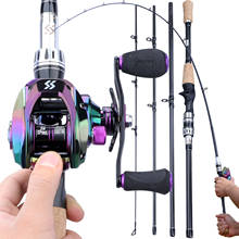 Sougayilang Portable 4 Section Fishing Combo 1.8m 2.1m Lure Fishing Rod and 9+1BB 6.3:1 High Speed Gear Ratio Baitcasting Reels 2024 - buy cheap