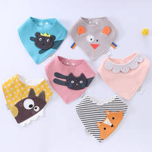 Adorable Newborn Baby Bibs Infnat Boys Girls Organic Cotton Triangle Bib Animal Mouse Cat Owls Toddler Soft Bandana 2024 - compre barato