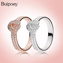Buipoey, новинка, розовое блестящее переплетенное кольцо для женщин и девочек, оригинальное свадебное обручальное хрустальное кольцо, штабелируемое кольцо, ювелирное изделие, подарок 2024 - купить недорого