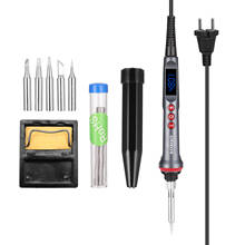 90W LED Digital Soldering Iron Set Adjustable Temperature Electric Soldering Iron 4 Wire Core Welding Tools with Automatic Sleep 2024 - buy cheap
