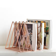Nordic Geometric Rose Gold Iron Art Bookshelf Home Office Storage Rack Home Organizer Tool For Books Magazine School 2024 - buy cheap