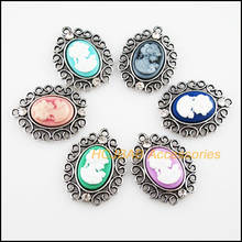6 New Beauty Charms Tibetan Silver Color Resin Mixed Pendants 25x32.5mm 2024 - buy cheap