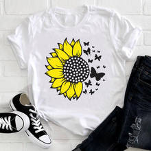 Mulheres 2021 floral girassol borboleta kawaii 90s primavera moda senhora roupas impressão camiseta feminino camiseta topo senhoras gráfico 2024 - compre barato