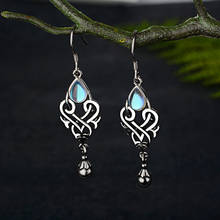 Vintage Women Small Dangle Stone Earrings Antique Silver Color Geometric Carved Drop Earring Ethnic Indian Jewelry Boho 2024 - buy cheap