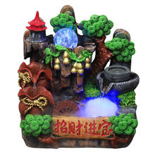 Resin Water Flowing Rockery Fountain Garden Micro Landscape Decor Led Light Fengshui Ball Good Luck Ornament Air Humidifier 2024 - buy cheap