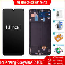 6.4 "incell 1:1 display para samsung galaxy a30 a305 a305f a305fd a305a lcd tela de toque com quadro digitador peças reposição 2024 - compre barato