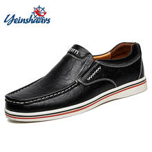 Yeinshaars sapatos masculinos de couro genuíno, calçados confortáveis para homens casuais, calçados planos para homens, slip-on 2024 - compre barato