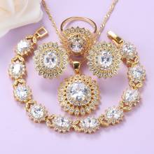 Sunflower Clip Earrings And Necklace Jewelry Sets African Gold-Color Zircon Wedding Accessories Elegant Women Suits For Wedding 2024 - buy cheap